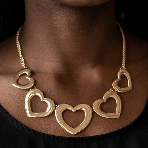 "Hearty Hearts"-Glistening Gold Heart Necklace Set - Picture 1 of 3